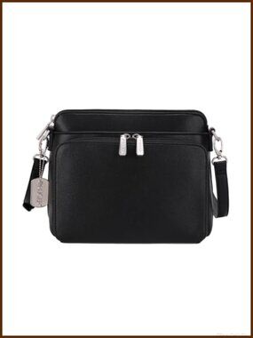 Vegan Leather Crossbody Bag Multi Zip CCW Satchel Adjustable Strap